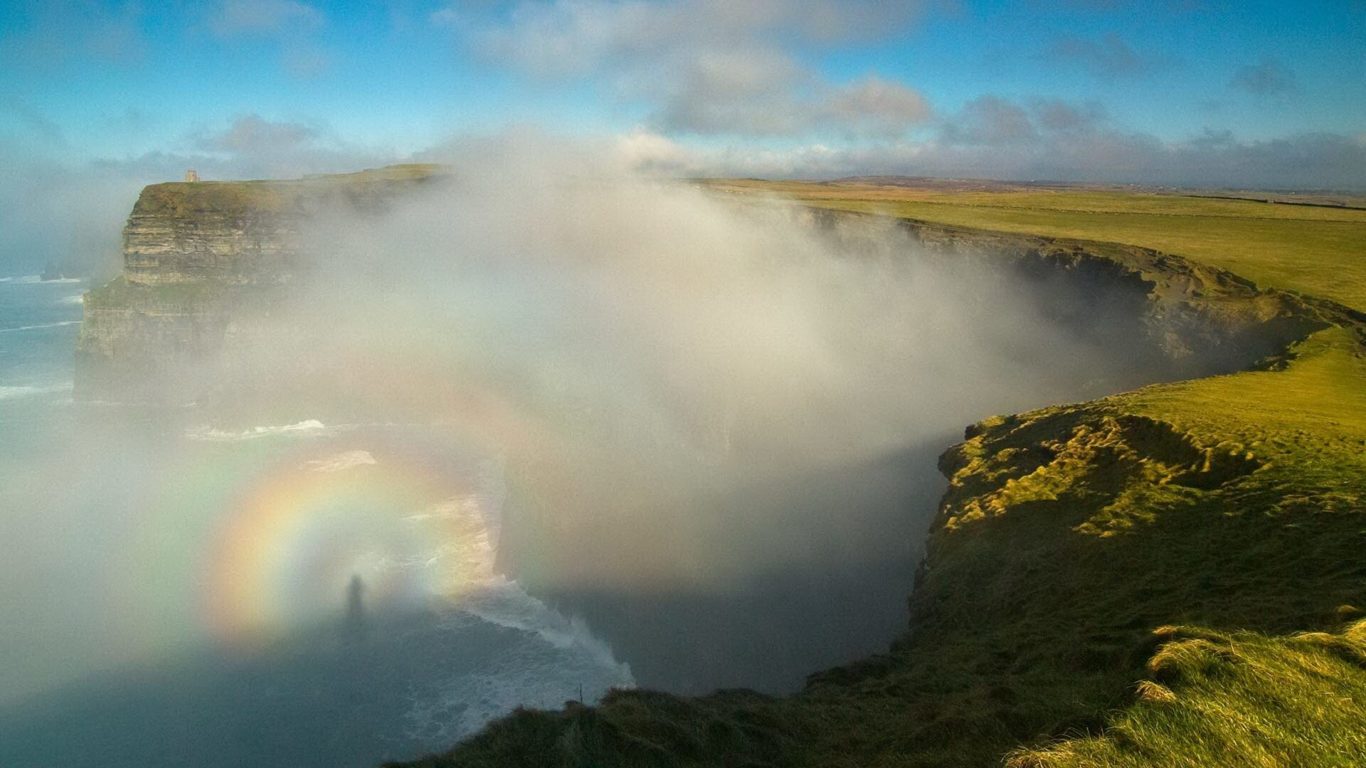 clare attractions cliffs with rainbow