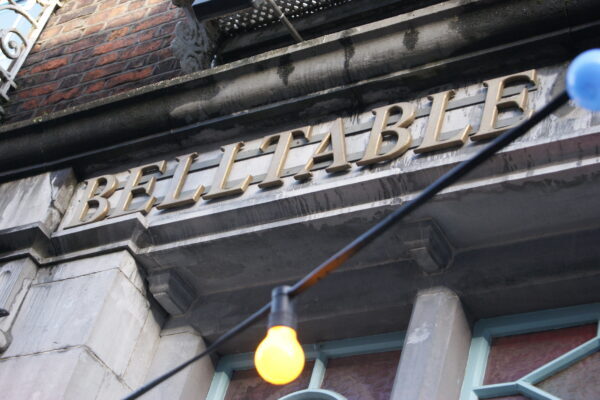 Gold letters spelling 